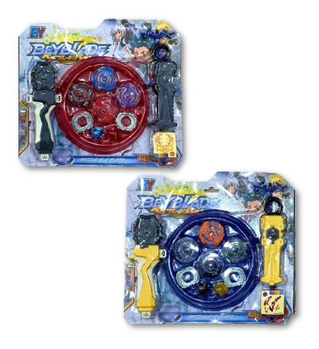 Imagen 1 de 1 de Set Bey Blade Batalla Blister Completo 2 Trompos Lanzadores