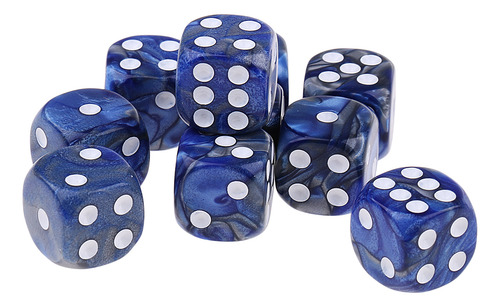 D6 Dados De Seis Caras De Puntos Esquina Plata Azul 16mm