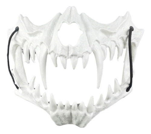 Mascara Dragão Japones Caveira Esqueleto Dente Branco Preto