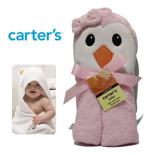 Toalla Con Capucha Para Bebe Carters Baby 76x91 Cm - Pinguin