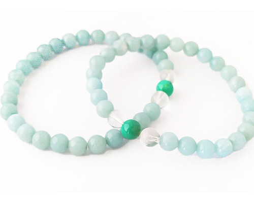 Imagen 2 de 3 de Pulsera Amazonita Elástica Por Tallas