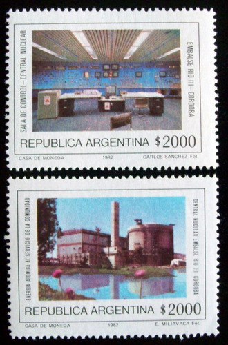 Argentina, Serie Gj 2050-51 Central Embalse 1982 Mint L5233