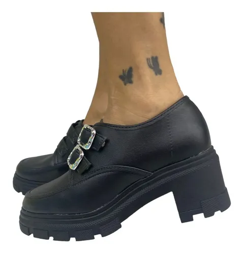 Sapato Moleca Oxford Salto Baixo Tratorado Social Feminina Frete