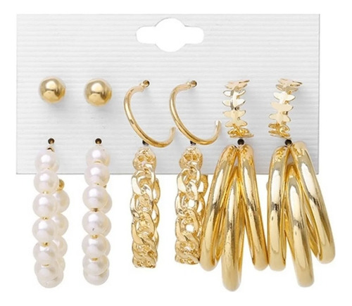 Ddmispo Aretes Set Arracadas Broquel Doradas Perla Para