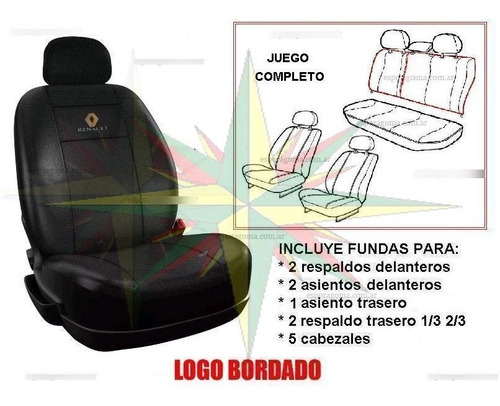 Imagen 2 de 6 de Funda Cubre Asiento Cuero Renault Sandero Stepway Duster C/ Respaldo Trasero Repartido ( Juego Completo )