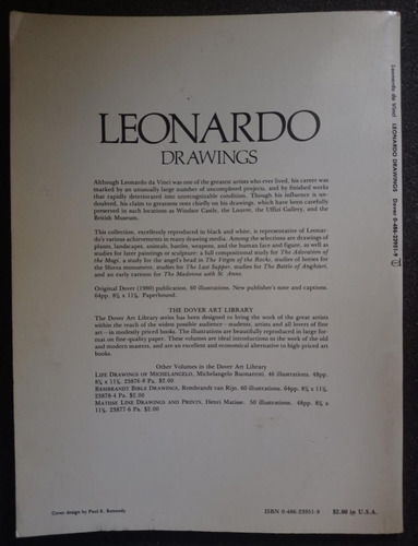 Leonardo Drawings 60 Works By Leonardo Da Vinci (Usado)