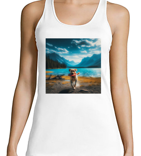 Musculosa Mujer Perro Labrador Jugando Jugueton Bosque