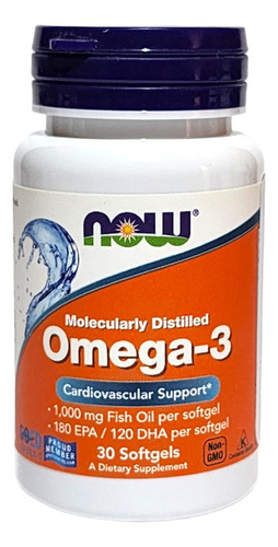 Suplemento em softgels NOW Omega-3 ômega 3 Omega-3 em pote 30 un