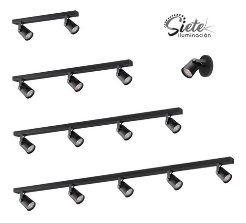 Imagen 4 de 6 de Aplique Techo O Pared Barral Riel 5 Luces Spot Dicroica Led