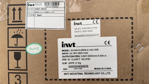 Servomotor Invt Sv-mm13-2r0e-4-1a0 1000 - 380v 2kw