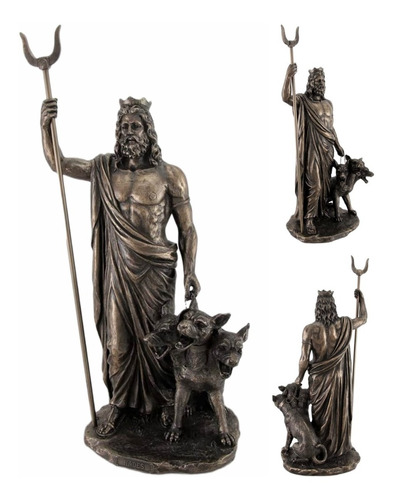 Escultura Hades Dios Del Inframundo Con Cancerbero 32cm