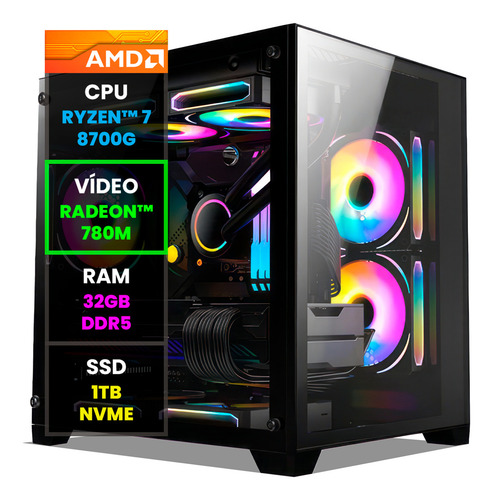 Pc Gamer Computador Amd Ryzen 7 8700g / 32gb Ddr5 / 1tb Nvme