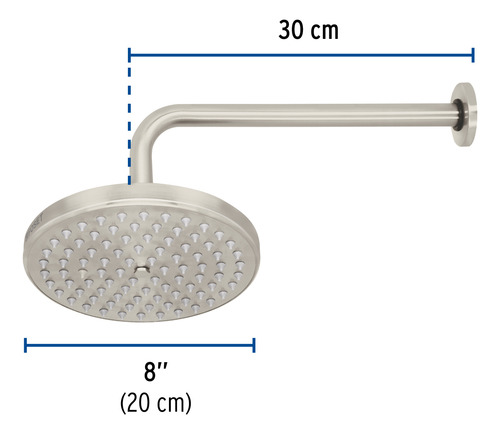 Regadera Satin 8 Plato Redondo Con Brazo Foset 45577