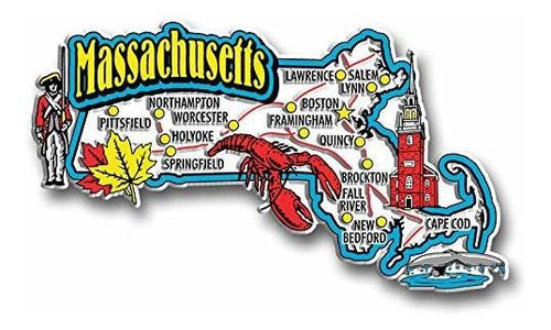 Imán De Mapa Gigante Del Estado De Massachusetts