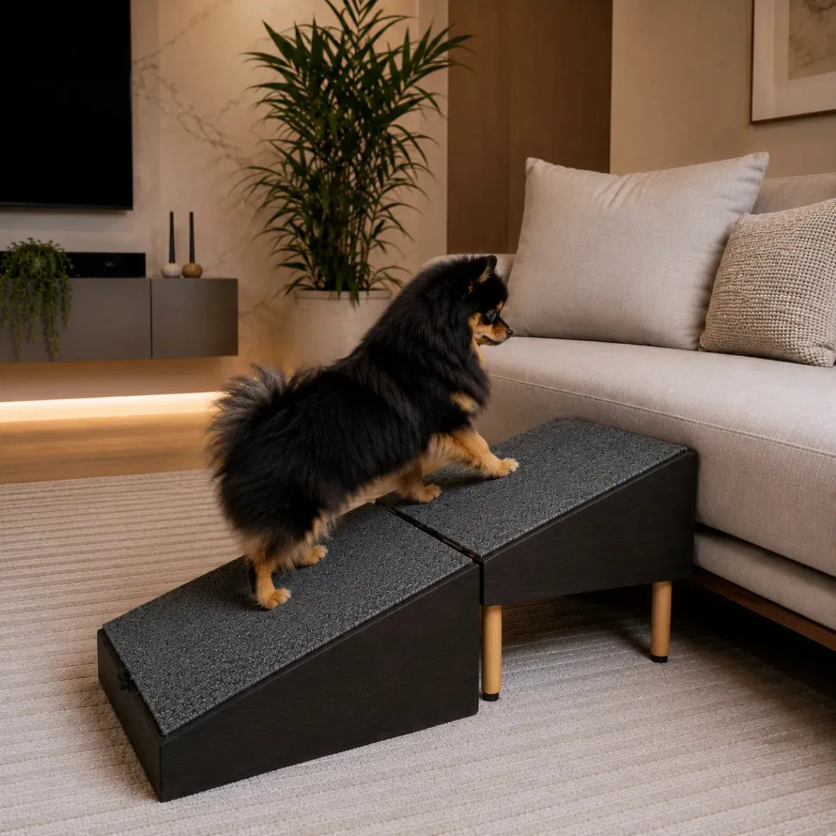Puff Rampa Pet 2em1 Marrom 35x78cm Antiderrapante Cachorro