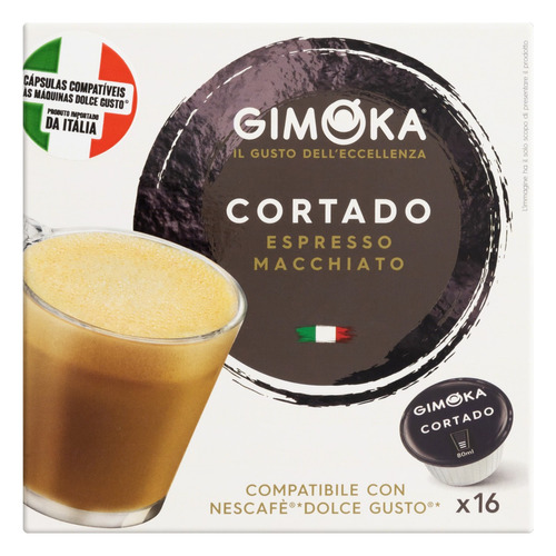 Café com Leite em Cápsula Cortado Espresso Macchiato Gimoka Caixa 100,8g 16 Unidades