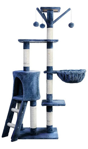 Torre Árbol Con Postes Rascadores Para Gato Color Azul