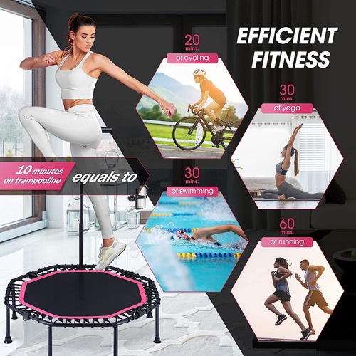 Trampolín Brincolín Aeróbico Fitness Con Mango Ajustable48in