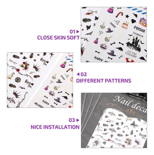 Adhesivos De Uñas Skz Stickers Para Halloween, 12 Hojas