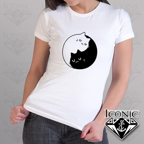 Camiseta Para Dama Con Gatos Yin Yang Iconic Store