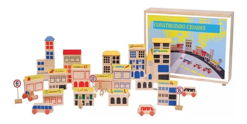 Brinquedo Pedagógico Blocos Construindo Cidades 85 Peças