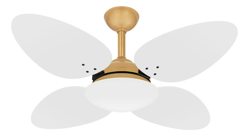 Ventilador Teto Dourado 4 Pás Trevo Branco Sala Ventax 110v Diâmetro 118 Cm Material Das Pás Mdf