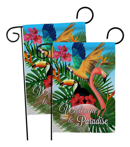 Breeze Decor Bandera De Jardín De Paraíso De Pájaros Tropica