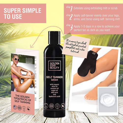 Self Tanner - Sunless Tanning Lotion W/hyaluronic Acid & Org