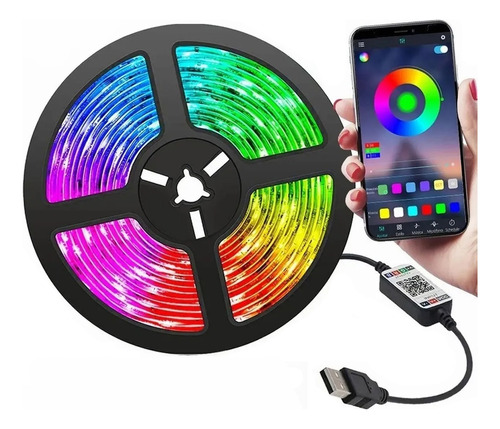 Tira De Luz Led App Bluetooth Control 5050 Tiras Led Rgb 5m