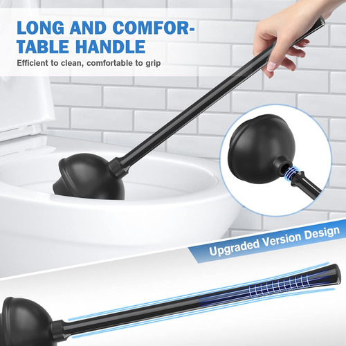 Cepillo Escobilla Sopapo Inodoro Baño Set Limpieza 2 En 1 Negro
