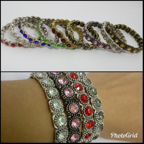 Atacado Kit Bijuterias 30 Pulseiras Com Strass + Brinde