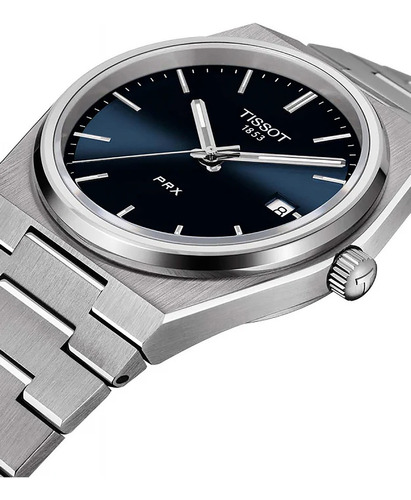 New Reloj De Pulsera Tissot Prx De Acero, Azul, Para Hombre