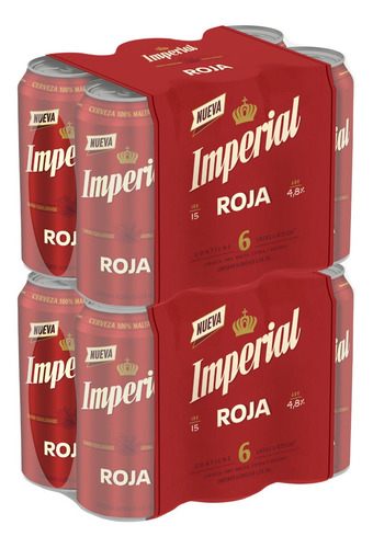 Imagen 2 de 9 de Cerveza Imperial Roja Lata 473ml - Pack X12 Oferta