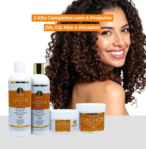 2 Kits 4 Produtos S'amontté Ativador Cachos Hidratação