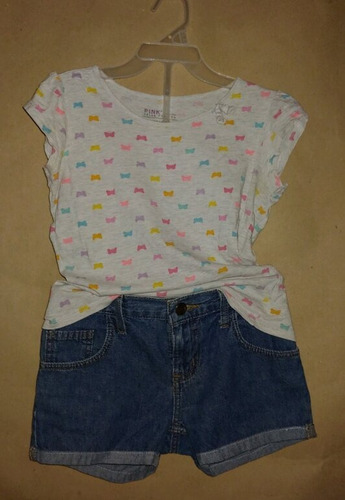 Short Con Playera Para Niña Talla 8 Años Conjunto Para Niña (Usado)