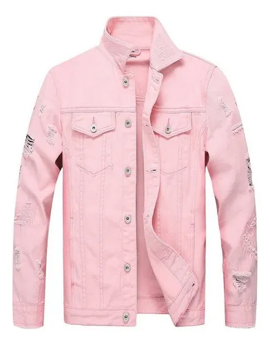 Chamarra mezclilla rosa hombre hotsell