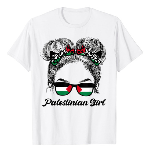 Camiseta Con Gafas De Sol De Pelo Desordenado  Niña Palestin