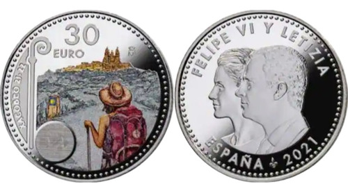 Monedas Mundiales : España 30 Euros Mon. Conm. Jacobeo 2021
