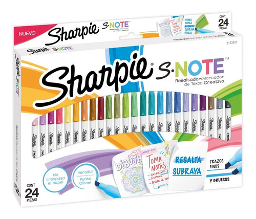 Imagen 1 de 8 de Marcadores Sharpie S-note X 24 Colores Resalta/subraya 
