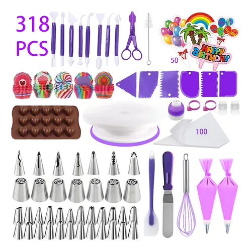 comprar Kit Confeiteiro Completo Bicos De Confeitar 318 Peças Inox