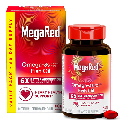 Omega 3 800mg 80 Cápsulas De Mayor Absorción Mega Red