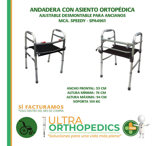 Andadera Con Asiento Desmontable Mca Speedy