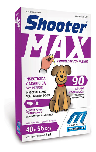 Pipeta Antipulgas Shooter Max Perro 40 A 56kg Color Lila