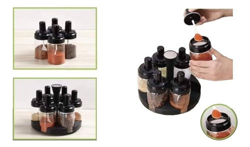 Set 6 Especieros Condimento Giratorio 360 Dosificador Cocina