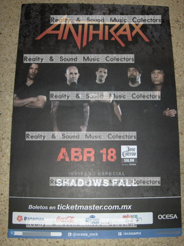 Anthrax Poster Jose Cuervo 2012 De Coleccion