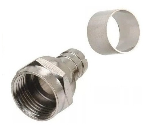 Imagen 2 de 2 de 10 Conectores De Anillo De Crimpeo Rg6 P/ Cable Coaxil