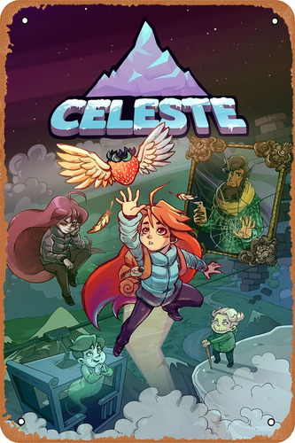 Celeste Poster Vintage Game - Cartel De Lata De Metal Retro