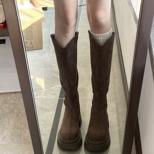Botas Largas De Suela Gruesa De Estilo Británico, Finas En O