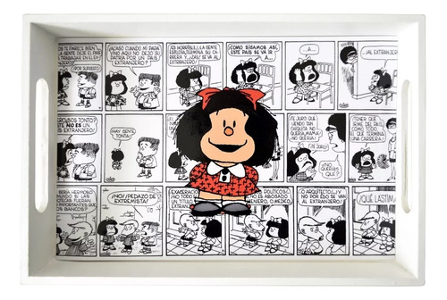 Bandeja De Desayuno 20x30 Madera Diseño Mafalda