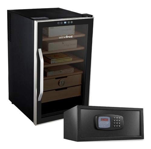 Humidor Winefroz Cigarros Mediano+caja Fuerte Led